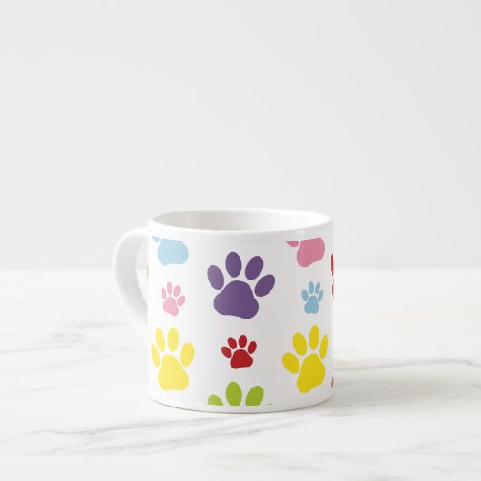 Farbige Paws, Muster, Hundeschlitten, Paw Prints Espressotasse (Vorderseite Links)