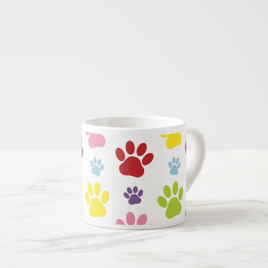 Farbige Paws, Muster, Hundeschlitten, Paw Prints Espressotasse (Vorderseite Rechts)