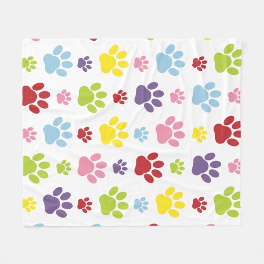 Farbige Paws, Muster, Hundeschlitten, Paw Prints Fleecedecke (Vorderseite (Horizontal))