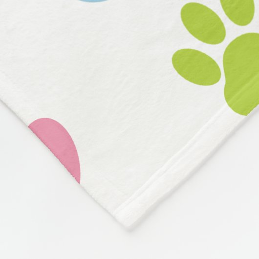 Farbige Paws, Muster, Hundeschlitten, Paw Prints Fleecedecke (Ecke)