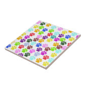 Farbige Paws, Muster, Hundeschlitten, Paw Prints Fliese (Seite)