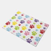 Farbige Paws, Muster, Hundeschlitten, Paw Prints Fußmatte (Schrägansicht)