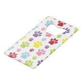 Farbige Paws, Muster, Hundeschlitten, Paw Prints Geldbeutel Flaschenöffner (Rückseite Schrägansicht)