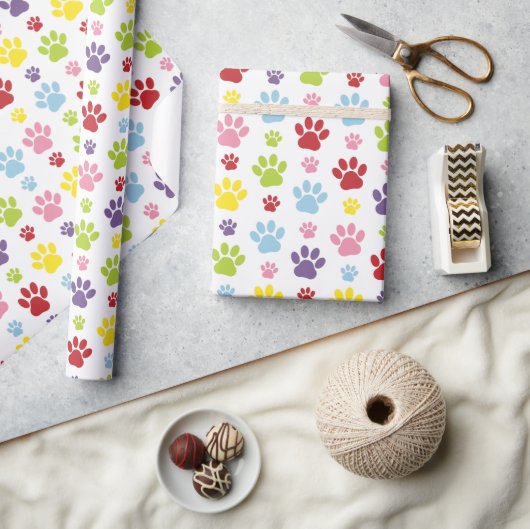 Farbige Paws, Muster, Hundeschlitten, Paw Prints Geschenkpapier (Kunsthandwerk)
