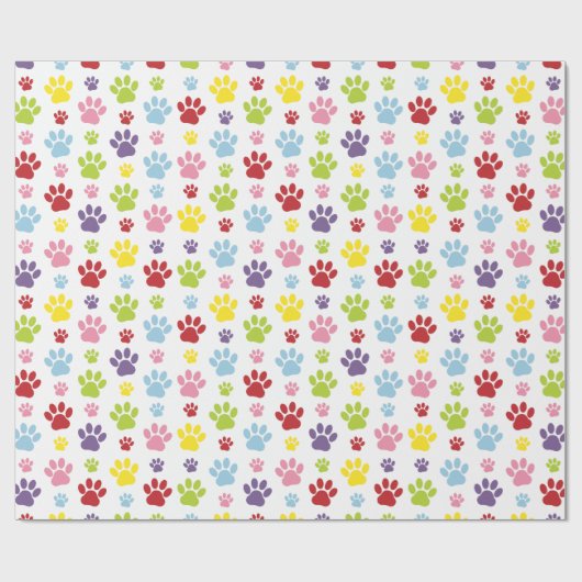 Farbige Paws, Muster, Hundeschlitten, Paw Prints Geschenkpapier (Flach)