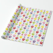 Farbige Paws, Muster, Hundeschlitten, Paw Prints Geschenkpapier (Ungerollt)