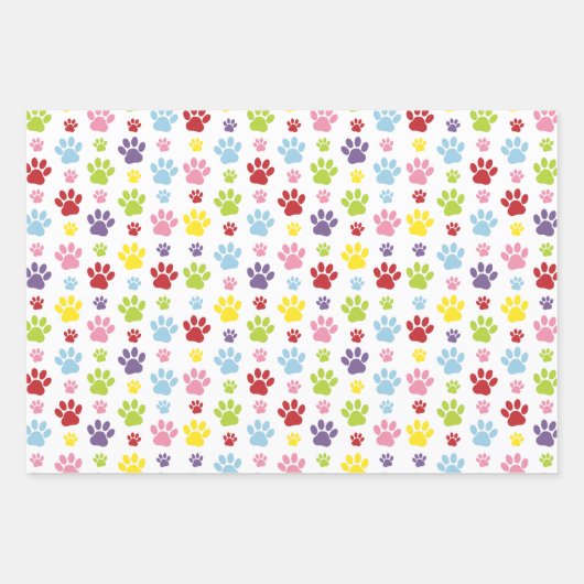 Farbige Paws, Muster, Hundeschlitten, Paw Prints Geschenkpapier Set (Vorderseite 3)