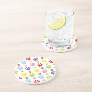 Farbige Paws, Muster, Hundeschlitten, Paw Prints Getränkeuntersetzer