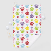 Farbige Paws, Muster, Hundeschlitten, Paw Prints Golfhandtuch (Insitu)