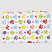 Farbige Paws, Muster, Hundeschlitten, Paw Prints Golfhandtuch (Horizontal)