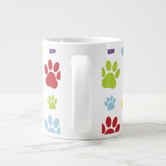 Farbige Paws, Muster, Hundeschlitten, Paw Prints Jumbo-Tasse (Rückseite)