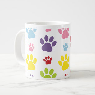 Farbige Paws, Muster, Hundeschlitten, Paw Prints Jumbo-Tasse