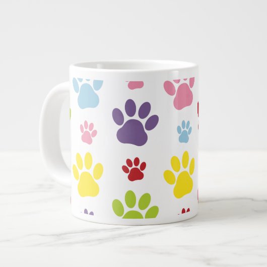 Farbige Paws, Muster, Hundeschlitten, Paw Prints Jumbo-Tasse (Vorderseite Links)