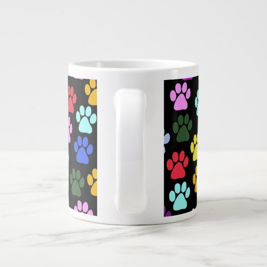 Farbige Paws, Muster, Hundeschlitten, Paw Prints Jumbo-Tasse (Rückseite)