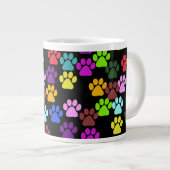 Farbige Paws, Muster, Hundeschlitten, Paw Prints Jumbo-Tasse (Vorderseite Rechts)
