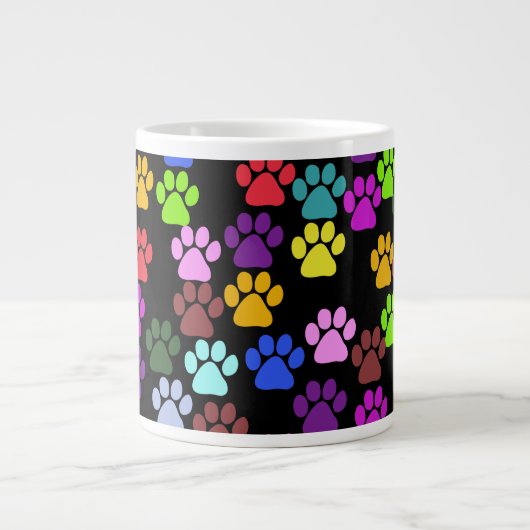 Farbige Paws, Muster, Hundeschlitten, Paw Prints Jumbo-Tasse (Vorderseite)