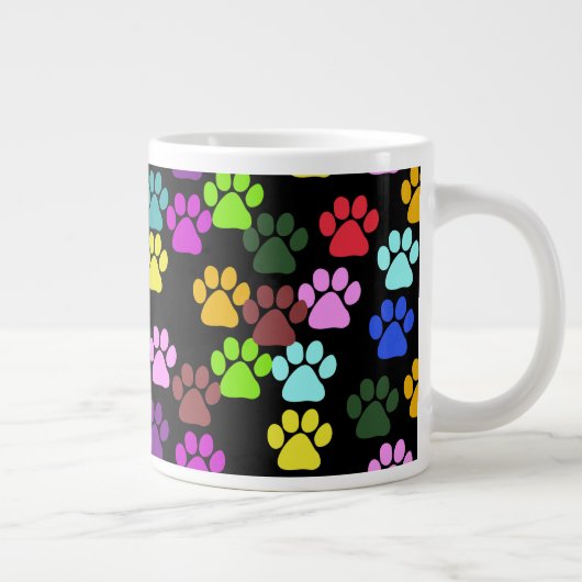 Farbige Paws, Muster, Hundeschlitten, Paw Prints Jumbo-Tasse (Rechts)
