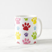 Farbige Paws, Muster, Hundeschlitten, Paw Prints Kaffeetasse (VorderseiteRechts)