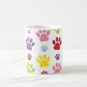 Farbige Paws, Muster, Hundeschlitten, Paw Prints Kaffeetasse (Mittel)