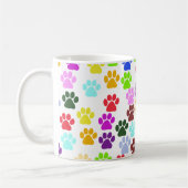 Farbige Paws, Muster, Hundeschlitten, Paw Prints Kaffeetasse (Links)