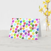 Farbige Paws, Muster, Hundeschlitten, Paw Prints Karte (Gelbe Blume)