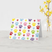 Farbige Paws, Muster, Hundeschlitten, Paw Prints Karte (Gelbe Blume)