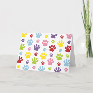 Farbige Paws, Muster, Hundeschlitten, Paw Prints Karte