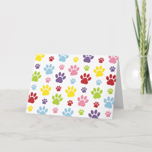 Farbige Paws, Muster, Hundeschlitten, Paw Prints Karte (Vorderseite)