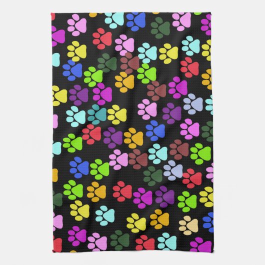 Farbige Paws, Muster, Hundeschlitten, Paw Prints Küchentuch (Vertikal)