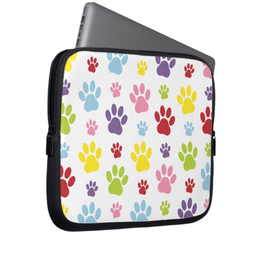 Farbige Paws, Muster, Hundeschlitten, Paw Prints Laptopschutzhülle (Vorne Rechts)