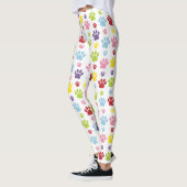 Farbige Paws, Muster, Hundeschlitten, Paw Prints Leggings (Links)