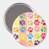 Farbige Paws, Muster, Hundeschlitten, Paw Prints Magnet (Vorderseite/Rückseite)