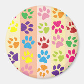 Farbige Paws, Muster, Hundeschlitten, Paw Prints Magnet (Vorne)