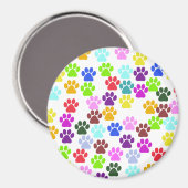 Farbige Paws, Muster, Hundeschlitten, Paw Prints Magnet (Vorderseite/Rückseite)