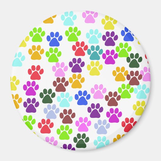 Farbige Paws, Muster, Hundeschlitten, Paw Prints Magnet (Vorne)
