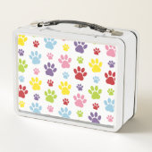 Farbige Paws, Muster, Hundeschlitten, Paw Prints Metall Brotdose (Rückseite)