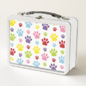 Farbige Paws, Muster, Hundeschlitten, Paw Prints Metall Brotdose (Vorderseite)