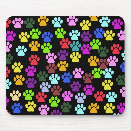 Farbige Paws, Muster, Hundeschlitten, Paw Prints Mousepad (Vorne)