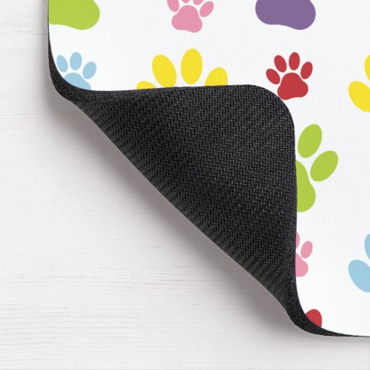Farbige Paws, Muster, Hundeschlitten, Paw Prints Mousepad (Ecke)
