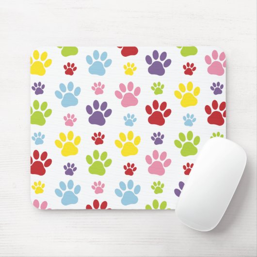 Farbige Paws, Muster, Hundeschlitten, Paw Prints Mousepad (Mit Mouse)