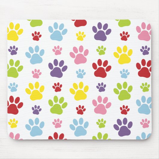 Farbige Paws, Muster, Hundeschlitten, Paw Prints Mousepad (Vorne)
