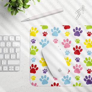 Farbige Paws, Muster, Hundeschlitten, Paw Prints Mousepad