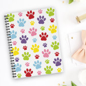 Farbige Paws, Muster, Hundeschlitten, Paw Prints Notizblock