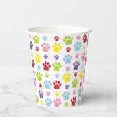 Farbige Paws, Muster, Hundeschlitten, Paw Prints Pappbecher (Rückseite)