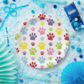 Farbige Paws, Muster, Hundeschlitten, Paw Prints Pappteller (Party)