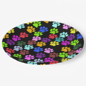 Farbige Paws, Muster, Hundeschlitten, Paw Prints Pappteller (Schrägansicht)