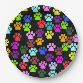 Farbige Paws, Muster, Hundeschlitten, Paw Prints Pappteller (Vorderseite)