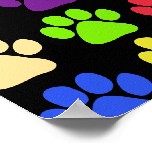 Farbige Paws, Muster, Hundeschlitten, Paw Prints Poster (Ecke)
