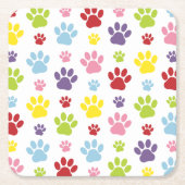 Farbige Paws, Muster, Hundeschlitten, Paw Prints Rechteckiger Pappuntersetzer (Vorderseite)