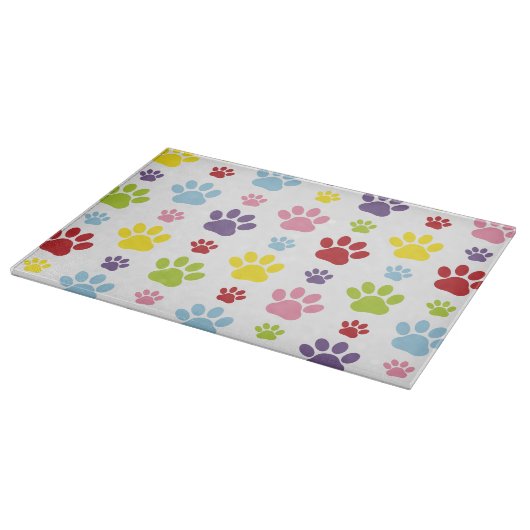 Farbige Paws, Muster, Hundeschlitten, Paw Prints Schneidebrett (Ecke)